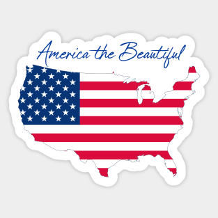 America the Beautiful T-Shirt, 4th of America the Beautifl July, Patriotic Vintage Syle American Flag Shirt Sticker